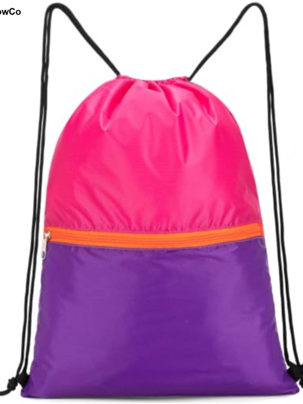 Nylon Drawstring Backpack Gym Sackpack Sports Swim Bag Zip Pockets